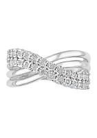 1/4 ct. t.w. Diamond Crossover Band Ring in Sterling Silver