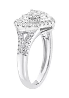 Sterling Silver 5/8 ct. t.w. Diamond Heart Ring