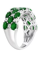 Diamond and Emerald Ring in Sterling Silver