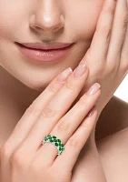 Diamond and Emerald Ring in Sterling Silver