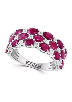 Diamond and Ruby Ring in Sterling Silver