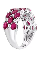 Diamond and Ruby Ring in Sterling Silver