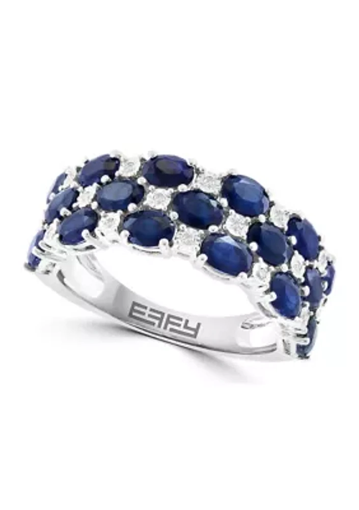 Diamond and Sapphire Ring in Sterling Silver