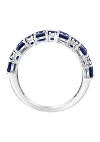 Diamond and Sapphire Ring in Sterling Silver