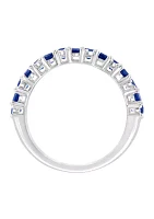 Diamond and Natural Sapphire Ring in Sterling Silver