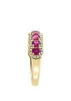 1/4 ct. t.w. Diamond, 1.28 Natural Ruby Ring 14k Yellow Gold