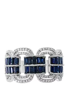 3/8 ct. t.w. Diamond and 1.85 ct. t.w. Natural Sapphire Ring in 14k White Gold