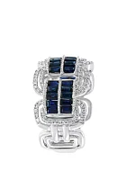 3/8 ct. t.w. Diamond and 1.85 ct. t.w. Natural Sapphire Ring in 14k White Gold