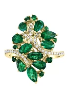 1/5 ct. t.w. Diamond and 2.56 ct. t.w. Emerald Ring in 14K Yellow Gold 