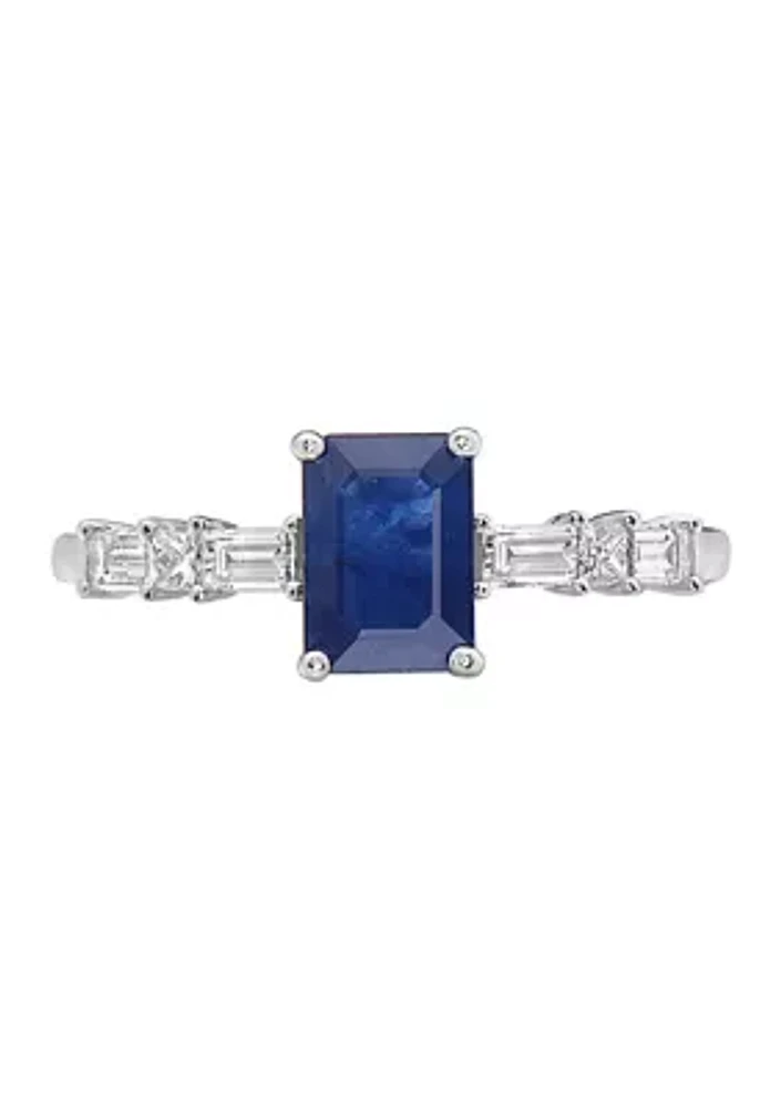 1.05 Sapphire and 1/4 ct. t.w. Diamond Ring in 14K White Gold 