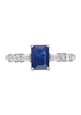 1.05 Sapphire and 1/4 ct. t.w. Diamond Ring in 14K White Gold 