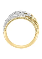 1/3 ct. t.w. Diamond Leaf Band Ring In 14K White & Yellow Gold 