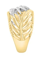 1/3 ct. t.w. Diamond Leaf Band Ring In 14K White & Yellow Gold 