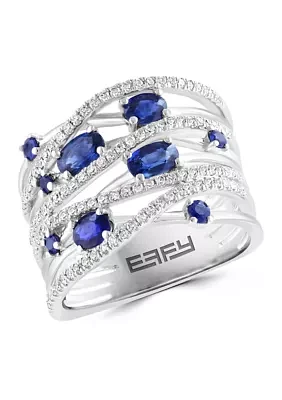 1.32 ct. t.w. Diamond and 3/8 ct. t.w. Sapphire Ring in 14K White Gold 