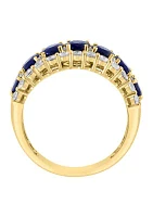 Diamond, Sapphire and White Sapphire Ring in 14K Yellow Gold