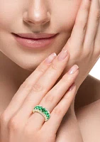 Diamond, Emerald and White Sapphire Ring in 14K Yellow Gold