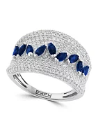 1 ct. t.w. Diamond, Natural Sapphire Ring in 14K White Gold 