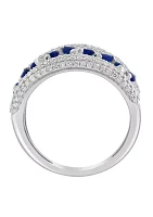 1 ct. t.w. Diamond, Natural Sapphire Ring in 14K White Gold 