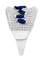 1 ct. t.w. Diamond, Natural Sapphire Ring in 14K White Gold 