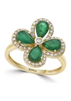 1/5 ct. t.w. Diamond, 1.52 ct. t.w. Emerald Ring in 14K Yellow Gold