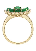 1/5 ct. t.w. Diamond, 1.52 ct. t.w. Emerald Ring in 14K Yellow Gold