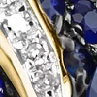  14K Yellow Gold Diamond Sapphire Flower Ring 