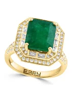 14K Yellow Gold Diamond Emerald Ring 