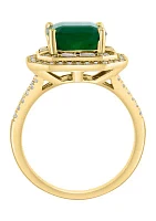 14K Yellow Gold Diamond Emerald Ring 