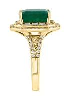 14K Yellow Gold Diamond Emerald Ring 