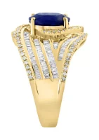 3/4 ct. t.w. Sapphire, 1.9 ct. t.w. Diamond Ring in 14K Yellow Gold