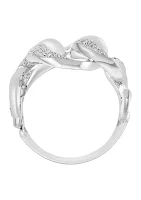 Diamond Chain Link Ring in Sterling Silver