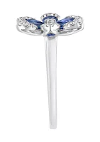 1/ ct. t.w. Diamond and ct. t.w. Sapphire Ring in 14K White Gold