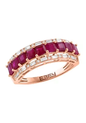 1/5 ct. t.w. Diamond and 1.54 ct. t.w. Ruby Ring in 14K Rose Gold