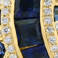 14K Yellow Gold Diamond Sapphire Ring 