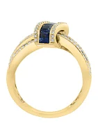 14K Yellow Gold Diamond Sapphire Ring 