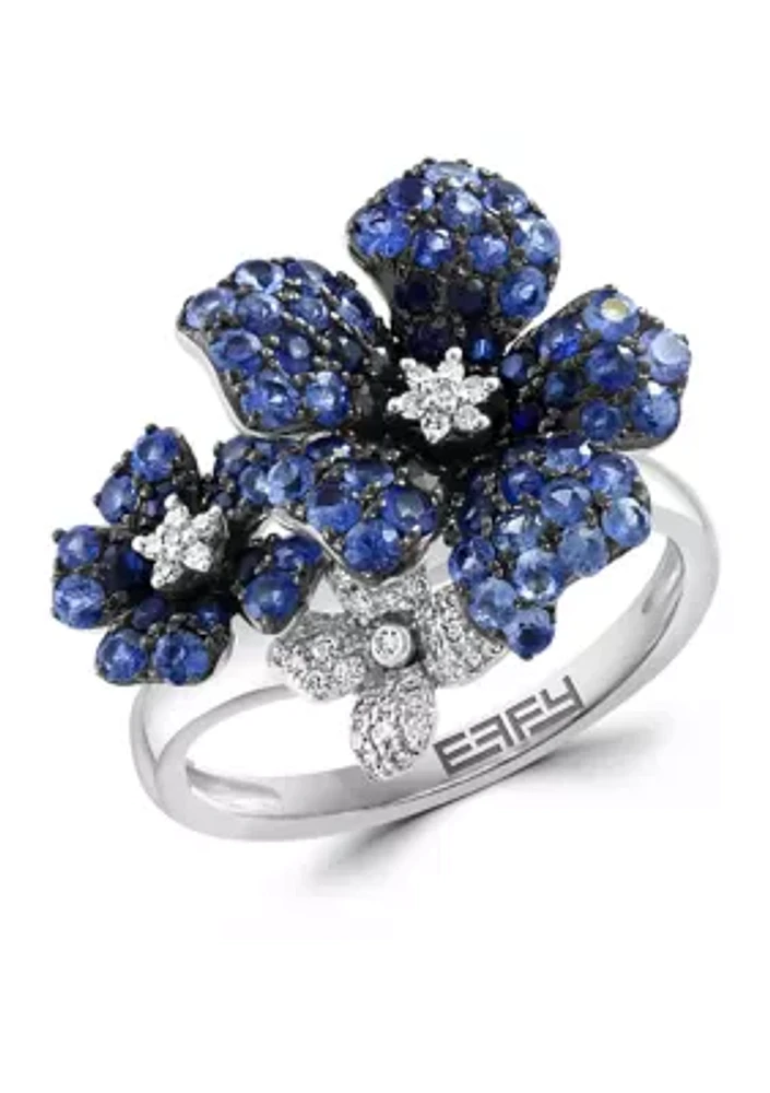 1/8 ct. t.w. Diamond and 1.53 ct t.w. Sapphire Ring in 14K White Gold