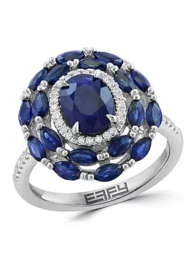 1/8 ct. t.w. Diamond, 3.22 ct. t.w. Sapphire Ring in 14K White Gold