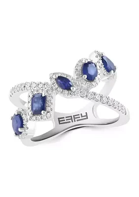 3/8 ct. t.w. Diamond and 1.15 ct. t.w. Sapphire Ring in 14K White Gold 