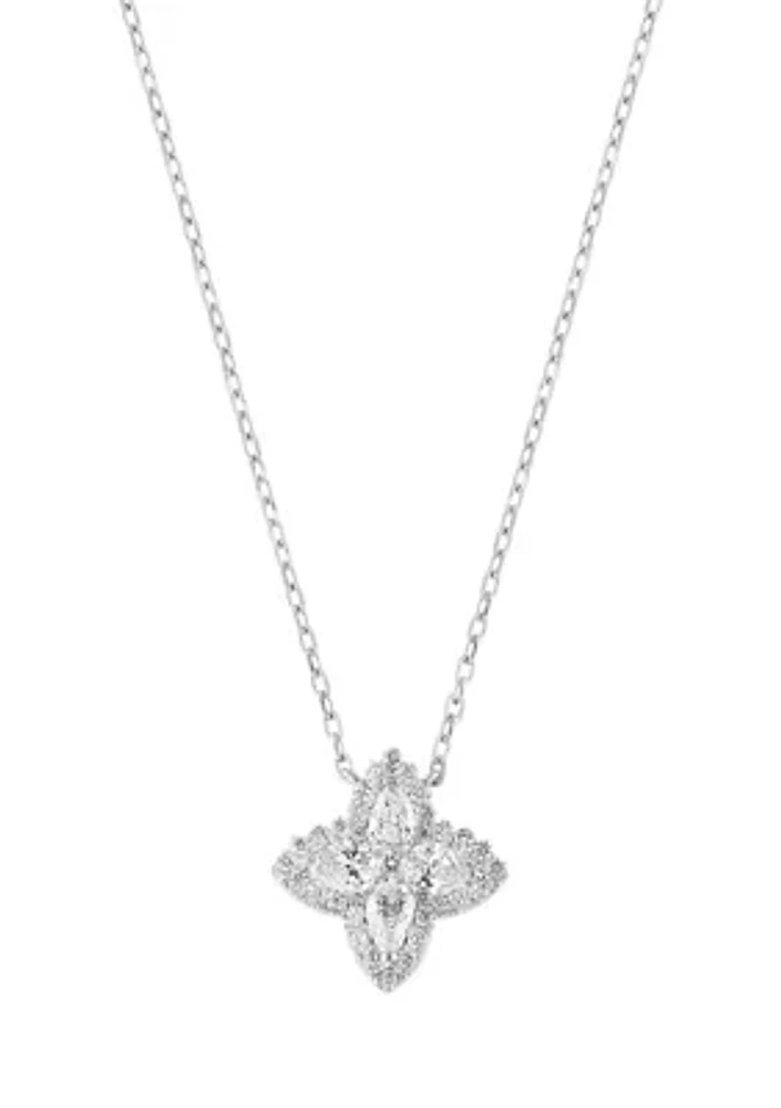 5/8 ct. t.w. Lab Grown Diamond Flower Pendant Necklace in 14K White Gold