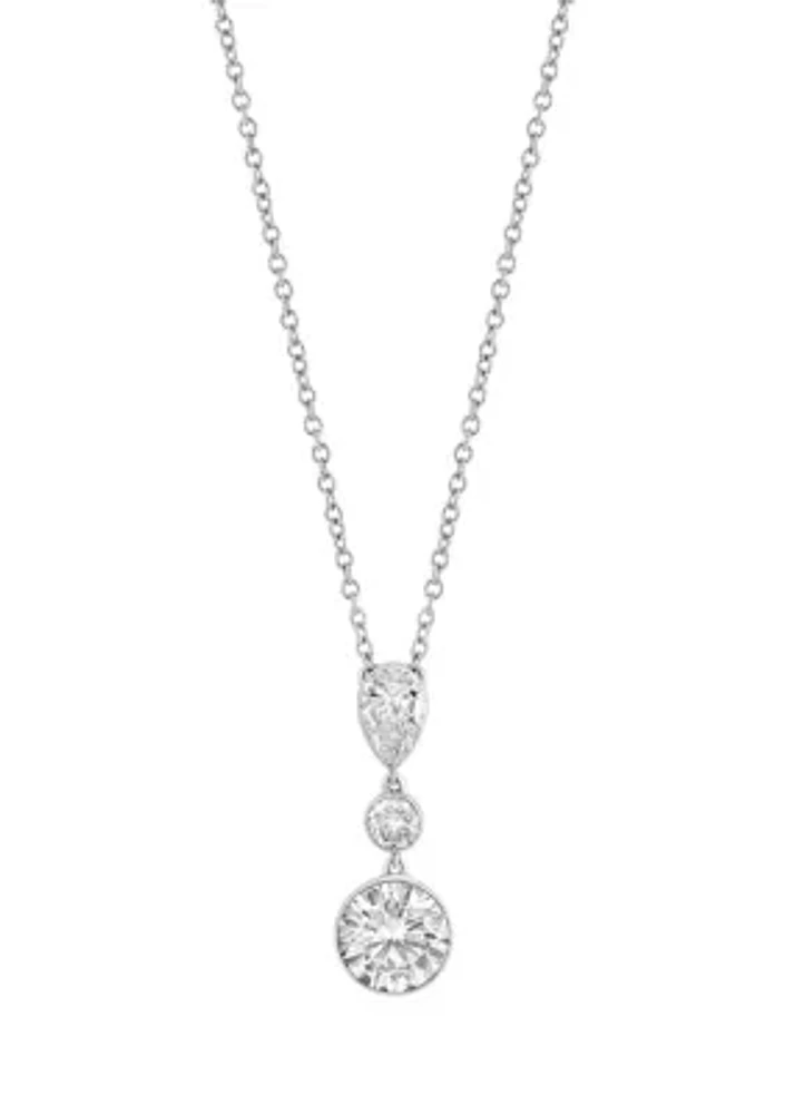 1.41 ct. t.w. Lab Grown Diamond Three Stone Pendant Necklace in 14K White Gold