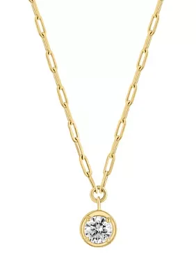 1 ct. t.w. Lab Grown Diamond Round Pendant Necklace in 14K Yellow Gold