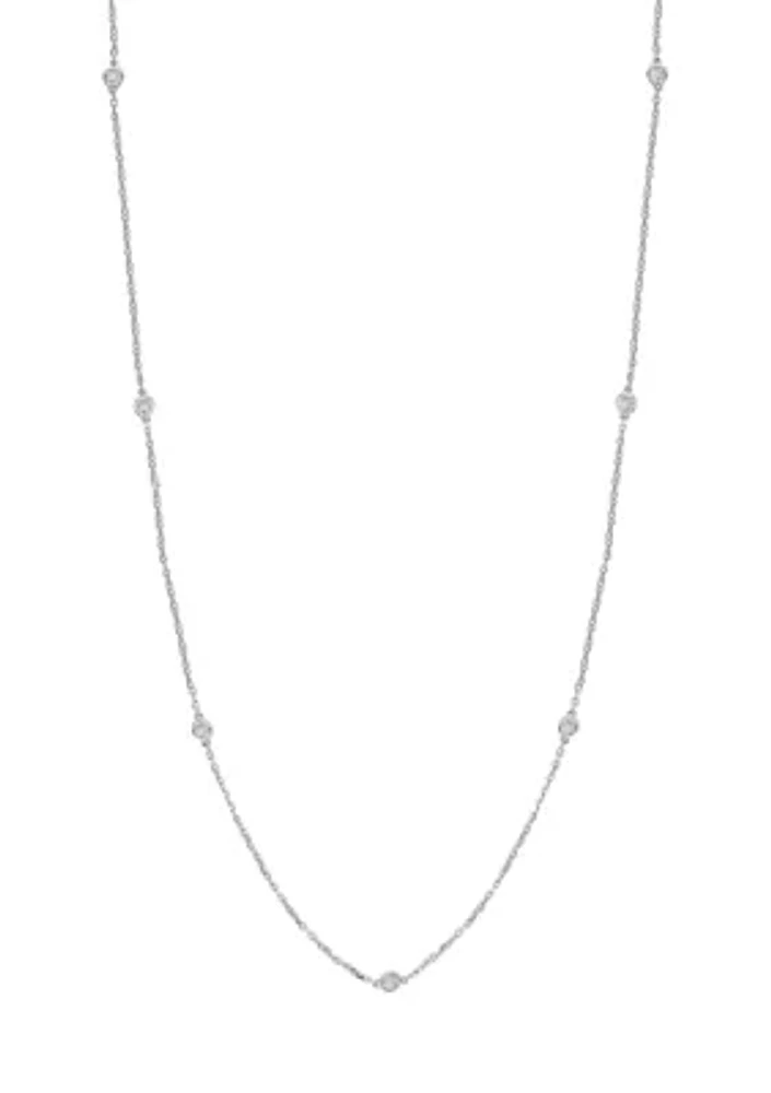 1/4 ct. t.w. Diamond Station Necklace in Sterling Silver 