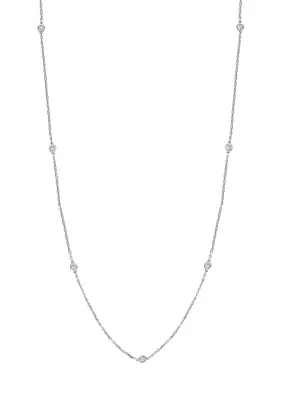 1/4 ct. t.w. Diamond Station Necklace in Sterling Silver 