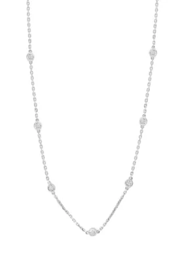 1/4 ct. t.w. Diamond Miracle Set Station Necklace in Sterling Silver