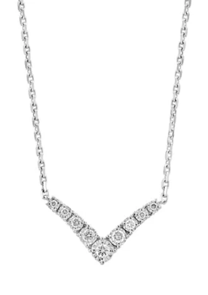 1/4 ct. t.w. Diamond Miracle Set Diamond V Necklace in Sterling Silver