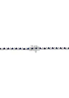 1.47 ct. t.w. Diamond and 7.48 ct. t.w. Natural Sapphire Tennis Necklace in Sterling Silver