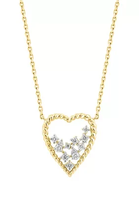 1/4 ct. t.w. Diamond Heart Necklace in 14K Yellow Gold 