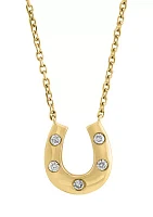 1/10 ct. t.w. Diamond Horseshoe Necklace in 14K Yellow Gold