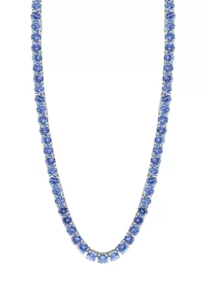 Tanzanite Tennis Necklace in Sterling  Silver