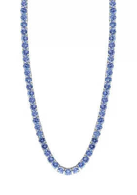 Tanzanite Tennis Necklace in Sterling  Silver